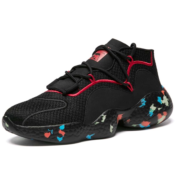 

Colorblock Lace-up Front Running Shoes, Black