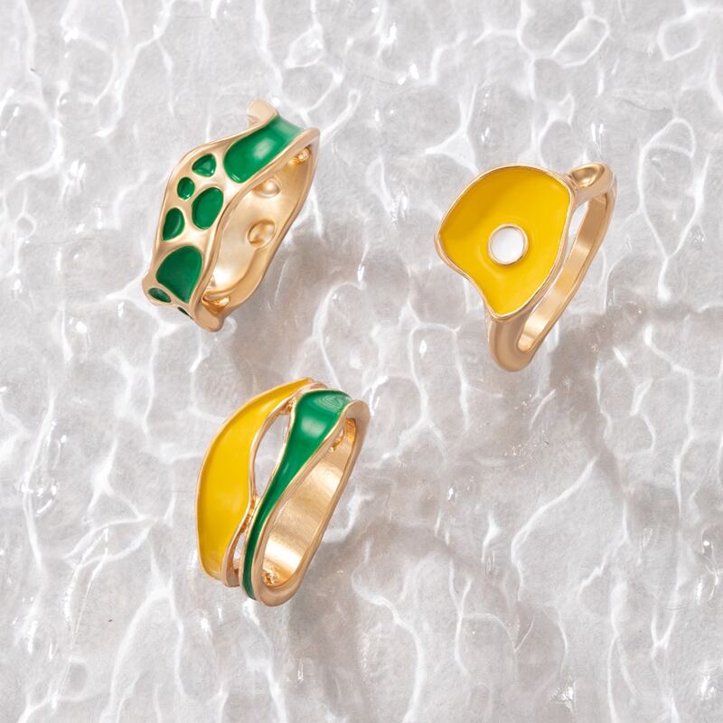 

3pcs Hollow Out Design Ring, Multicolor