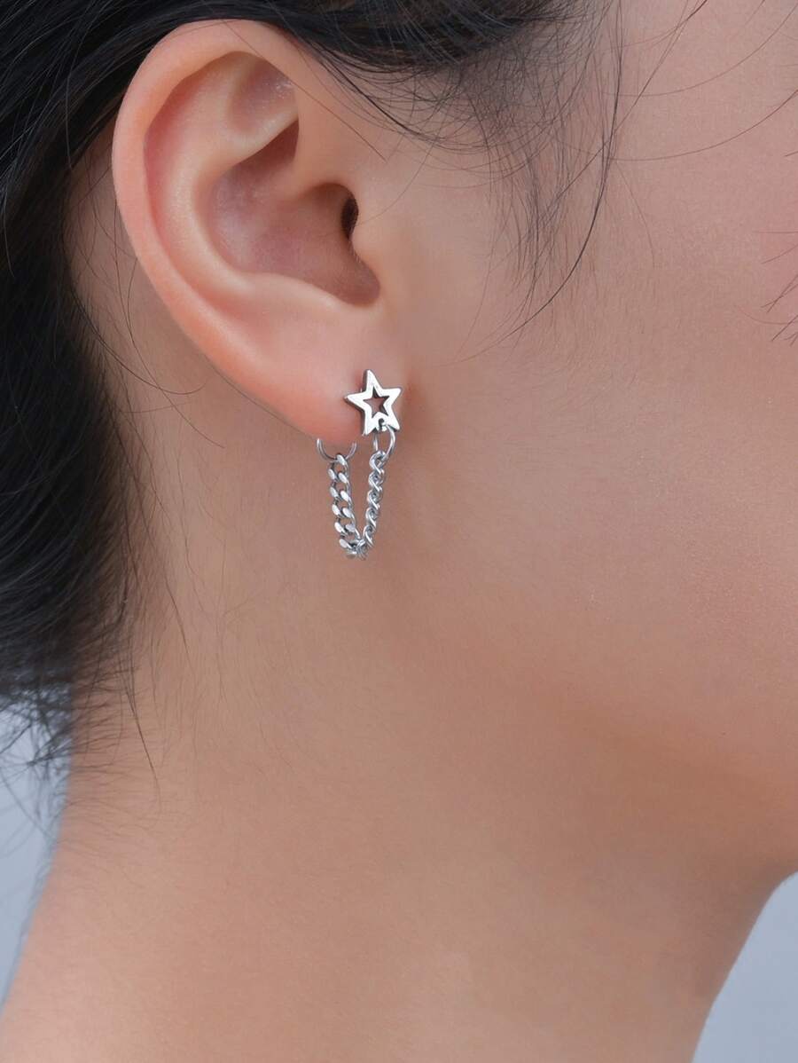 1入組星形裝飾耳墜 - 銀色 - 查看 1