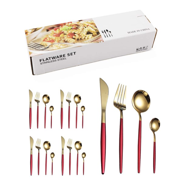 

20pcs Stainless Steel Dinning Set, Multicolor