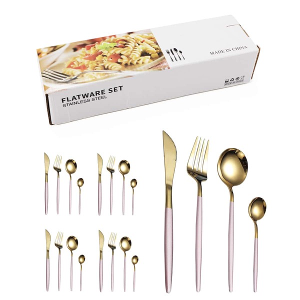 

20pcs Stainless Steel Dinning Set, Multicolor