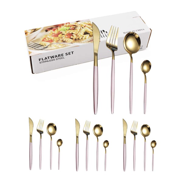 

16pcs Stainless Steel Dinning Set, Multicolor