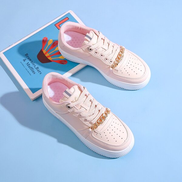

Chain Decor Lace-up Front Skate Shoes, Pink