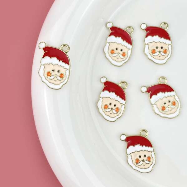 

6pcs Christmas Santa Claus Charm, Multicolor