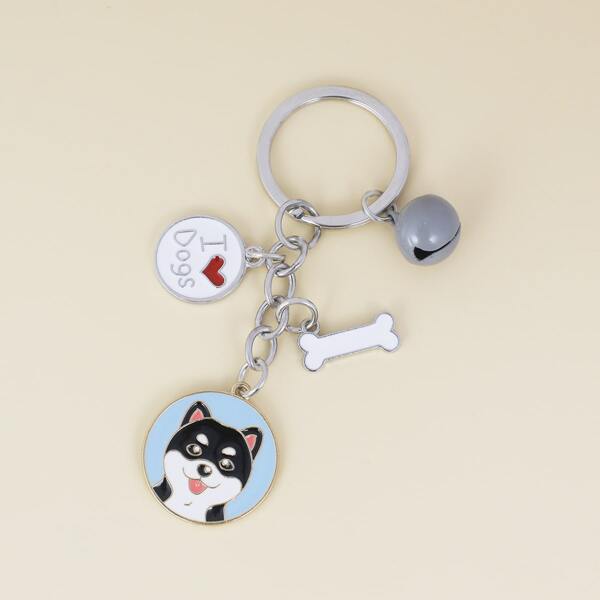 

Dog Charm Keychain, Multicolor
