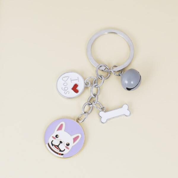 

Dog Charm Keychain, Multicolor