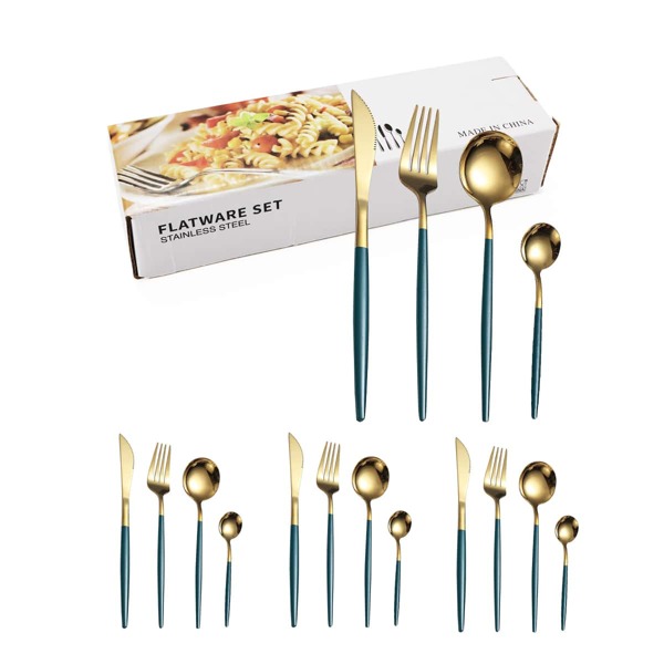 

16pcs Stainless Steel Dinning Set, Multicolor
