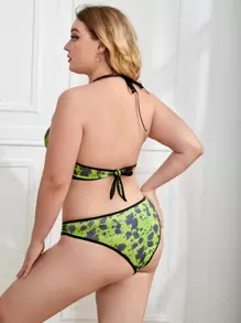 Plus Colourblock Ring Linked Lingerie Set - Multicolor - View 2