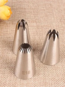 3 件套多功能蛋糕裱花嘴烘焙奶油工具套装 - 銀色 - 查看 1