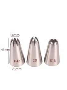 3 件套多功能蛋糕裱花嘴烘焙奶油工具套装 - 銀色 - 查看 4