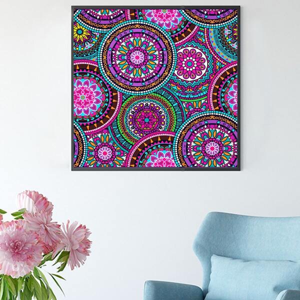 

Mandala Pattern DIY Diamond Unframed Painting, Multicolor