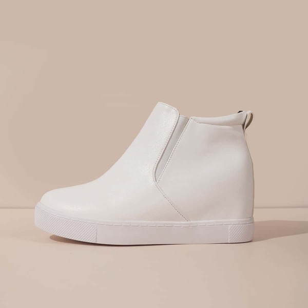 

Minimalist Textured Wedge Sneakers, White