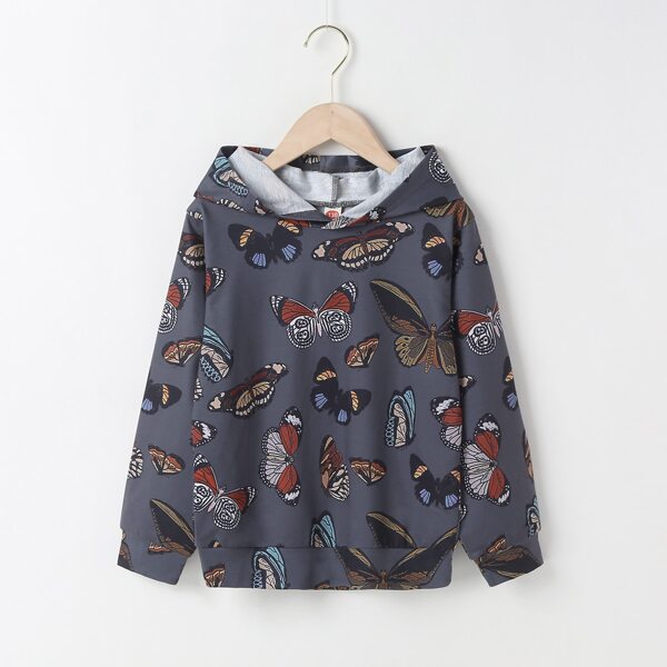 

Girls Butterfly Print Hoodie, Multicolor