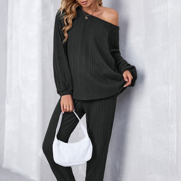 

Maternity Drop Shoulder Sweatshirt & Sweatpants, Black
