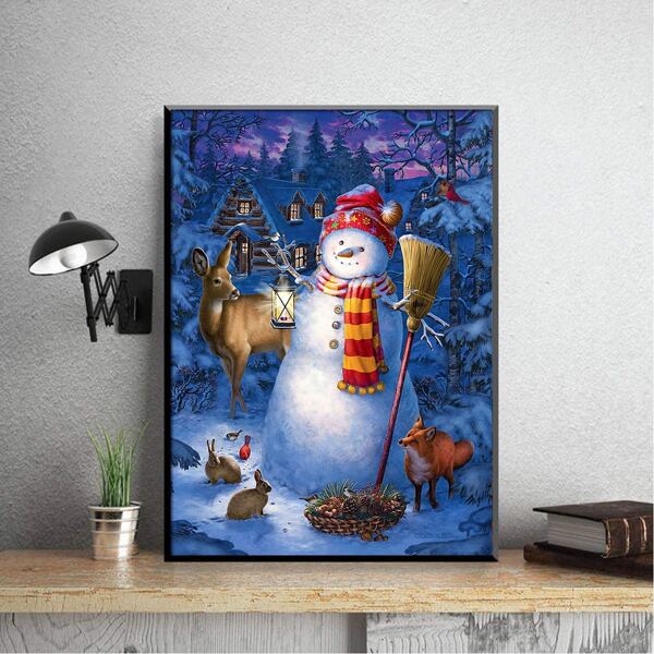 

Christmas Snowman DIY Diamond Unframed Painting, Multicolor