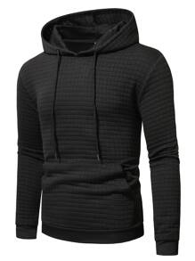 Manfinity 男士袋鼠口袋抽繩連帽衫 - 黑色 - 查看 1