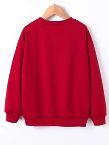 女孩中國龍圖案落肩袖運動衫 - 酒紅色 - 查看 2