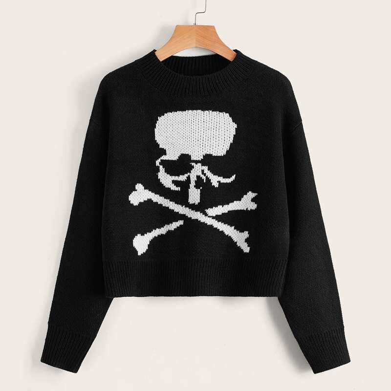 

Skeleton Pattern Sweater, Black