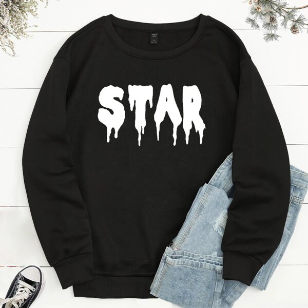 

Plus Letter Graphic Sweatshirt, Black