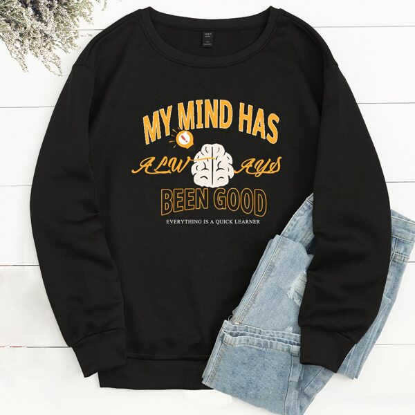 

Plus Slogan Graphic Pullover, Black