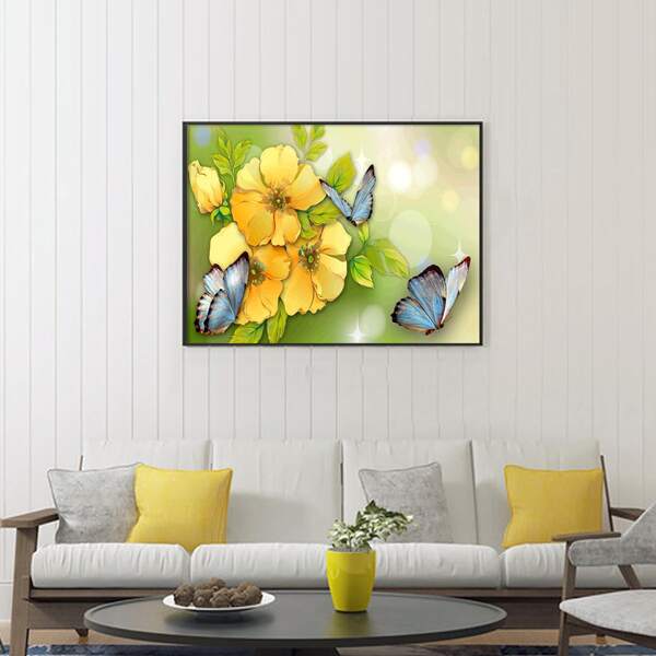 

Flower Print DIY Diamond Unframed Painting, Multicolor