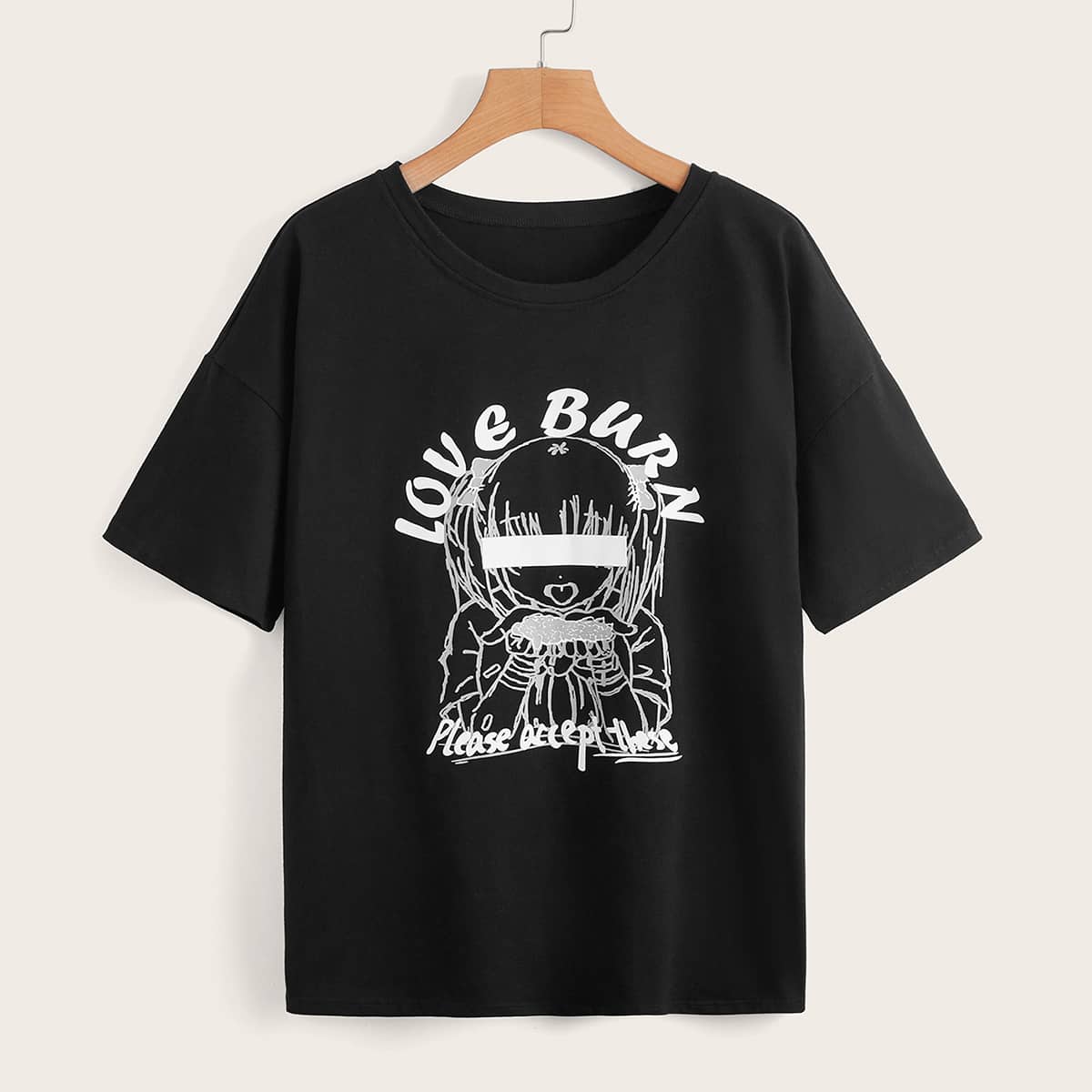 

Letter Figure Graphic Tee, Black