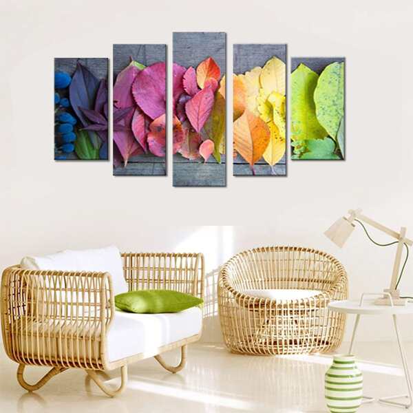 

5pcs Leaf Print DIY Diamond Unframed Painting, Multicolor