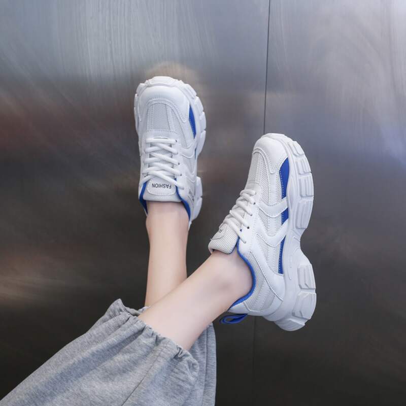 

Lace Up Front Mesh Panel Sneakers, Blue