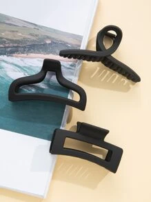 3pcs Women Plastic Large Hair Claw Clips, Suitable For Daily Use Hair Jaw Clip - Black - View 3