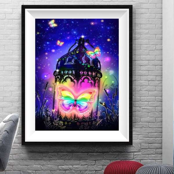 

Butterfly Print DIY Diamond Unframed Painting, Multicolor