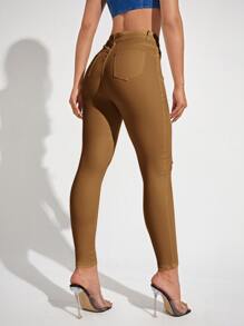 Acid Wash High-Waisted High Stretch Skinny Jeans - Ginger - View 2