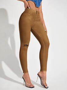 Acid Wash High-Waisted High Stretch Skinny Jeans - Ginger - View 3