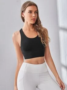 Easithlete Liền mạch Chất rắn Bras thể thao Tập thể dục Quần áo - màu đen - Xem 3