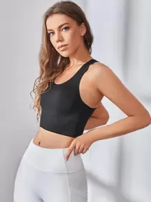 Easithlete Liền mạch Chất rắn Bras thể thao Tập thể dục Quần áo - màu đen - Xem 5