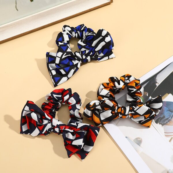 

3pcs Geometric Pattern Hair Tie, Multicolor