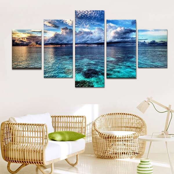 

5pcs Landscape Print DIY Diamond Unframed Painting, Multicolor