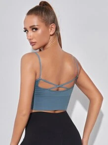 LUVLETTE Backless Sport Bra - Dusty Blue - View 2