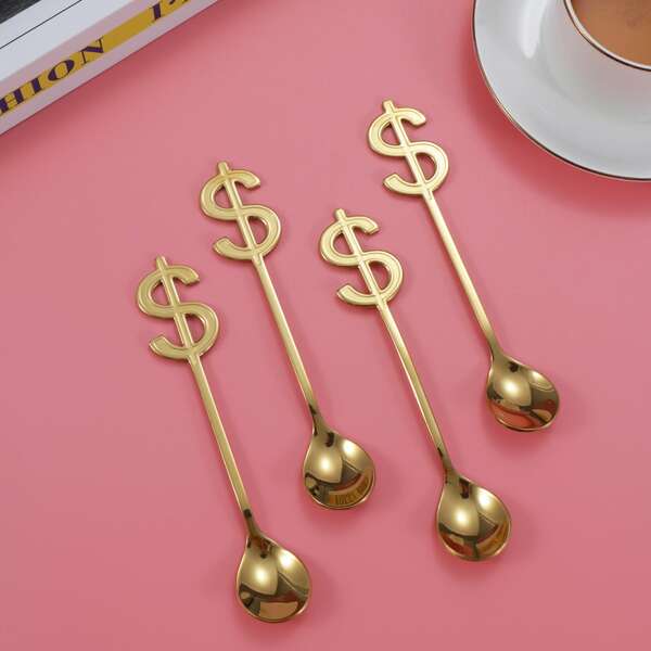 

2pcs Dollar Design Spoon, Gold