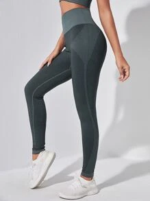 LUVLETTE 雜灰色瑜伽褲襪收復健身緊身打底褲帶寬腰帶 - 深灰色 - 查看 5