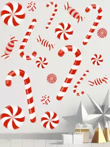 Christmas Candy Wall Sticker - Red and White - View 1