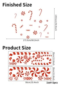 Christmas Candy Wall Sticker - Red and White - View 3