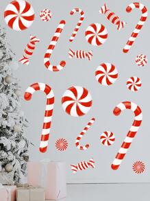 Christmas Candy Wall Sticker - Red and White - View 4