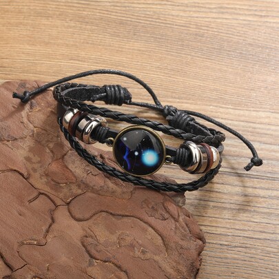 Constellation Pattern Geometric Decor Layered Bracelet