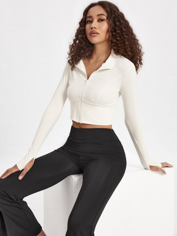 Zip Up Crop Sports Jacket