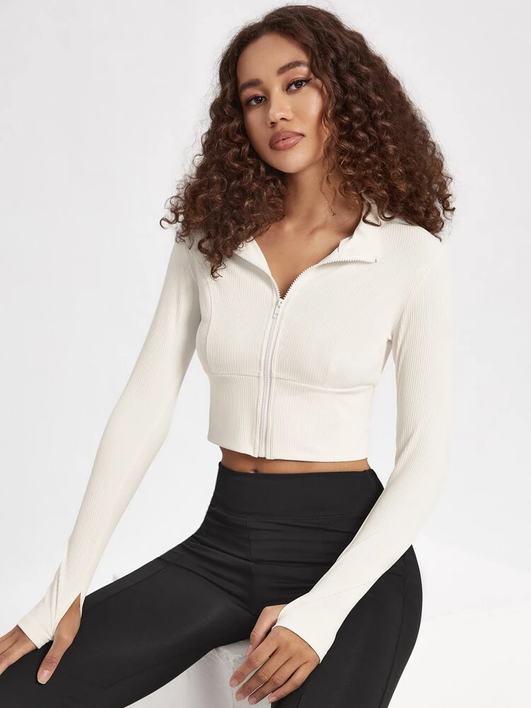 Zip Up Crop Sports Jacket