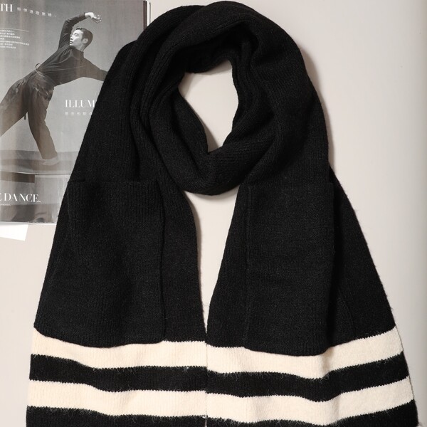 

Men Two Tone Scarf, Black