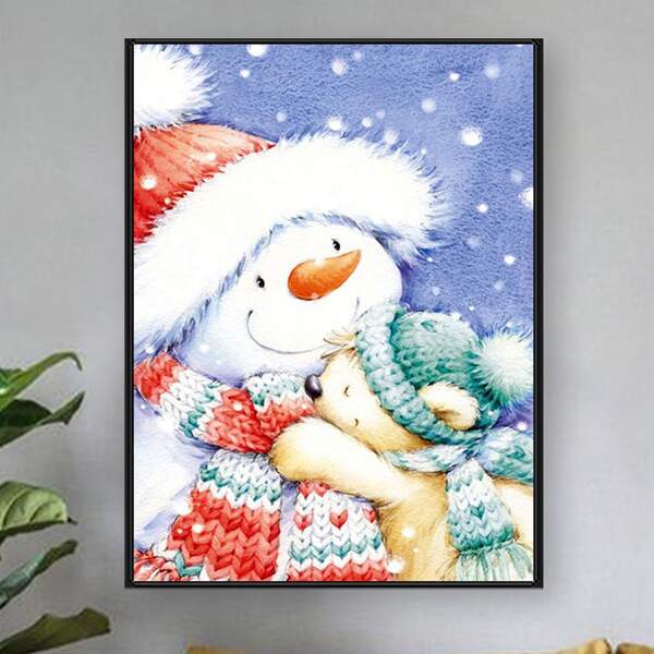 

Christmas Snowman DIY Diamond Unframed Painting, Multicolor