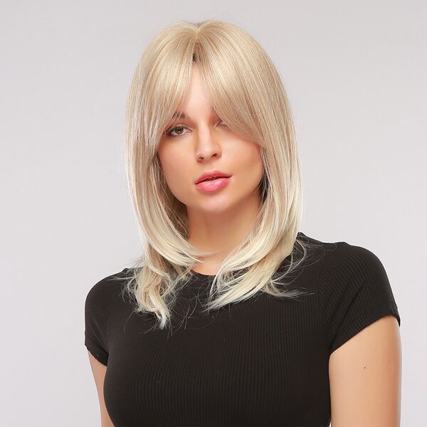 

Long Straight Synthetic Wig With Bangs, Gold