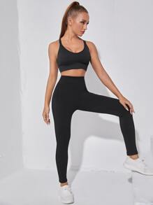 LUVLETTE Medium Support Criss Cross Back High Stretch Sports Bra - Black - View 4