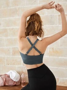 LUVLETTE Racerback Sport Bra - Dusty Blue - View 5